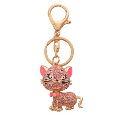 China Hot Selling Crystal+Metal Custom Full Rhinestone Alloy Rhinestone Fashion Cartoon Pendant Metal Key Chain Diamond Key Rings For Charm Bag for sale