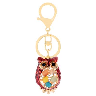 China Crystal+Metal Personalized Owl Keychain Opal Charm Decor Alloy Rhinestone Material Colorful Oil Painting Keychain Pendant For Teacher Gift for sale