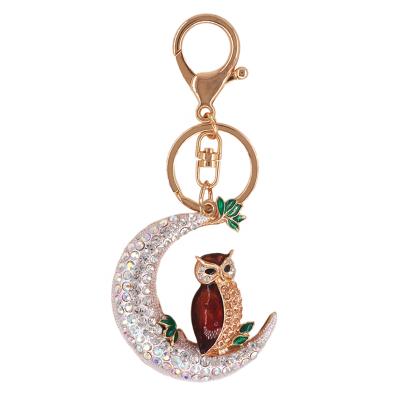 China Crystal+Metal New Arrivals Quality Jewelry Rhinestone Alloy Rhinestone Kawaii Owl Metal Key Chains Crystal Key Chains For Party Favors for sale