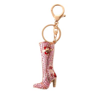 China Crystal+Metal New Arrivals Style Jewelry Rhinestone Alloy Boot Crystal Pendant Keychain High Heels Metal Key Chains For Women Party Gifts for sale