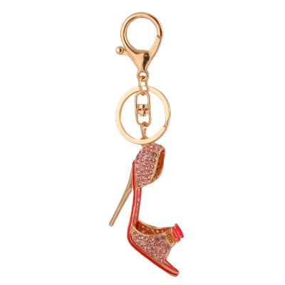 China Hot Zinc Alloy Key Chain Crystal Pendant For Bag Accessories Crystal+Metal Jewelry Accessories High Heel 3D Shoe Metal Key Chain Bow Tie Women for sale