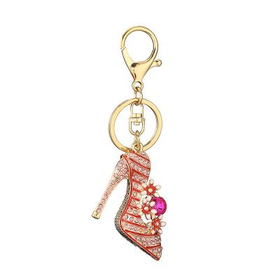 China Hot Sale Crystal+Metal Bag Charm High Heel 3D Shoe Metal Key Chain Holder Zinc Alloy Crystal Pendant For Ornaments Handbag for sale