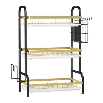 中国 Sustainable Kitchen Shelves Dishware Storage Rack Dish Rack Dish Rack Multi-Function Dish Rack Kitchen Counter Top Drain Rack 販売のため