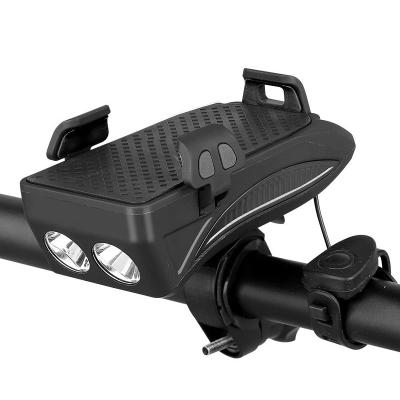 中国 2021 Luxury Hot Sale Amazon 4in1 Bike Headlight Bicycle Lamp +Phone Holder+Bike Horn+Power Bank Waterproof 販売のため