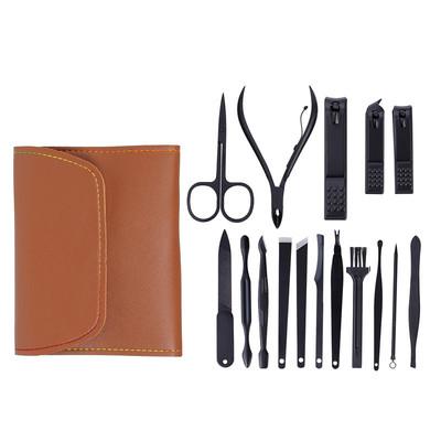 China Beautiful Mini Manicure Set Stainless Steel set manicure with case personal care genuine leather tool case for sale