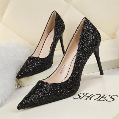 China Latest Design Anti-Slippery Sexy Pointed Toe Sequins Women Picks Shoes Color Women Heels Pumps for sale