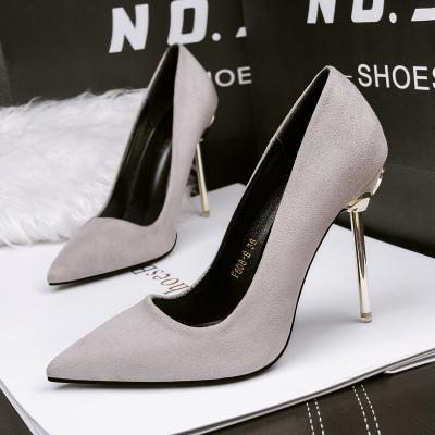 China Wholesale Anti-slippery led pure color thin heel ladies women heels pump and single shoes for sale