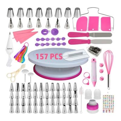 China 2021 New Products 157 Pcs Rose Red Baking Tools Sustainable Cake Stand Turntable Cake Decorating Supplies for sale