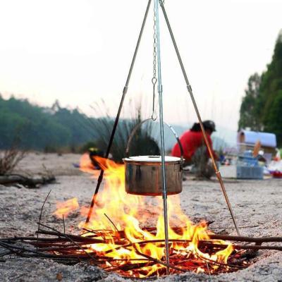 China Aluminum Camping Hanging Holland Pot Tripod Support Tripod MJ-BR-20211215 Campfire Outdoor Black Tripod Fire Pot for sale