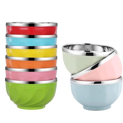 China Double Layer Sustainable Children's Bowl MJ 304 Stainless Steel Rice Bowl With Lid for sale