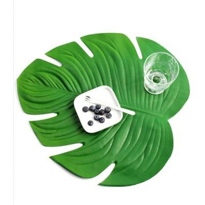 China 38cm Banana Leaf Table Mat Artificial Plant Desktop Wall Decor Table Runner Place Mat Viable Green for sale