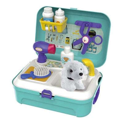 China 16 Pcs Dog Grooming Kit Dog Grooming Kits Toy Pet Care Veterinary Toys Play House Toy Lovely Pretend Play With Window Box for sale