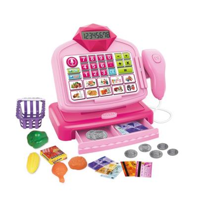 China With Light and Healthy Electronic Girls Supermarket Pretend Game Toys Simulation Cash Register Toy Pink with Sound and Light for sale