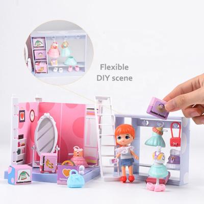 China Safe and Non-Toxic DIY Miniature Kids Furniture Dollhouse Set for Pretend Play Interesting Toys Dollhouse Set for Girl for sale