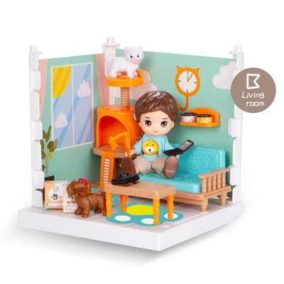 China Safe and Non-Toxic DIY Mini Living Room Set Dollhouse Pretend Fun Toy Dollhouse Toys for Kids Pretend Play for sale