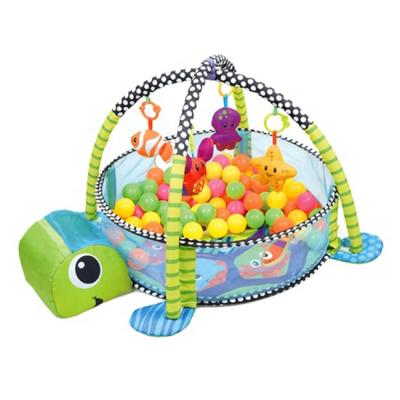 China Early Educational Multi-Functional Toys Cartoon Turtle Baby Toy Kids Baby Play Mat Cute Baby Play Mat with 30 Pcs Sea Balls for sale