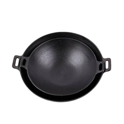 China Two Handle Cast Iron Wok Chinese Barbecue Outdoor Wok for sale