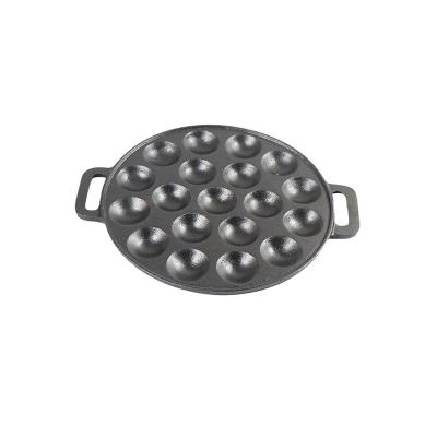 China Sustainable mold cast iron bakeware 19 holes poffertjes pan for sale