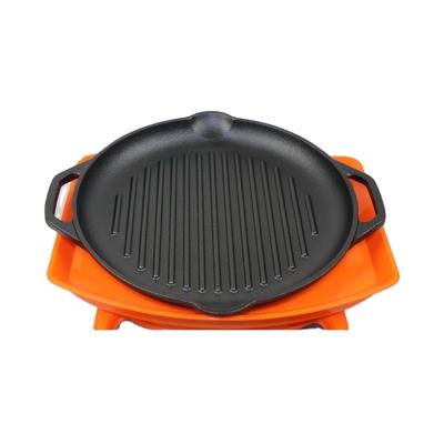 China Sustainable Outdoor Cooking Pan Barbecue Grill Griddle Cast Iron Barbecue Grill Pan for sale