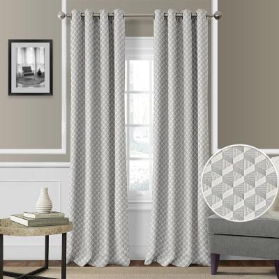 China High Quality Shrink Jacquard in Dark Gray Grommets Textured Yarn Dyed Jacquard Window Curtain for sale