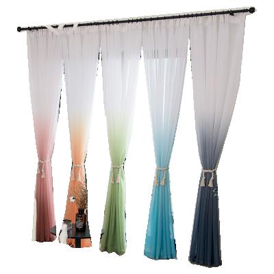 China Modern Gradient Color Window Curtain For Living Room Sheer Fabric Kitchen Tulle Drape Voile Curtain for sale