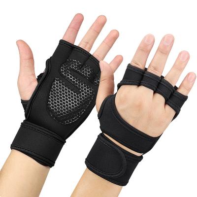 China Non-slip Neoprene Anti-slip Hard Silicone Gloves Traction Fitness Weightlifting Gymnastics Palm Guard Gloves With Long Wristband for sale