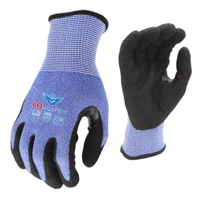 China Nitrile Sandy 13G HPPE Knitted Coating Nitrile Palm Coated Black Anti Cut Gloves Cut Coated Labor Safety Hand Gloves for sale