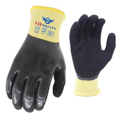 China Nitrile Sandy Cut Resistant Nitrile Fully Coated Work Safety Heavy Duty Gloves Nitrile Safety Cuff Black Gloves for sale