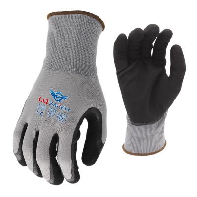 China Sandy Palm Dipped Nitrile Coated Work Gloves Sandy Custom Logo Oil Coated Nitrile Rubber Work Gloves for sale