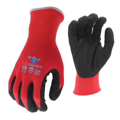 China Sandy Factory 15G Nylon Spandex Wear Resistant Construction Non Slip Breathable Nitrile Dipped Gloves for sale