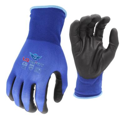 China Nitrile Foam Protection Hand Gloves 15G Industrial Solid Spandex Dip Foam Nitrile Nylon Work Gloves for sale