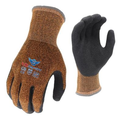 China Latex Ply OEM 15G Fiber Construction Safety Work Guantes Bamboo Latex Coated Knitted Dipping Gloves for sale