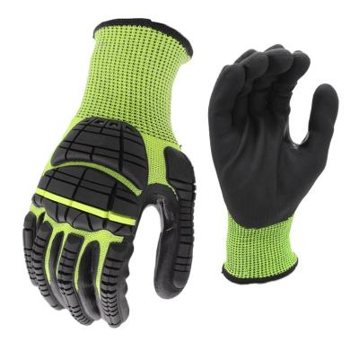 China Custom Logo Cut Level Anti-impact Gloves 5 Safety Work Gloves TPR Shock Resistant Anti-impact Gloves for sale