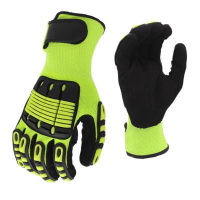 China Custom Anti-impact TPR Nitrile Sandy Coated Impact Gloves Wholesale PVC TPR Work Impact Safety Gloves for sale