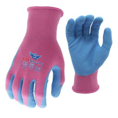 China 15G Spandex Anti-Slip Nylon Gloves Garden Gloves Line Nitrile Sandy Coated Garden Gloves Lady's Gardening Gloves for sale