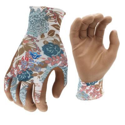 China Factory13G Anti-Slip Polyester Printing Nitrile Coated Gloves Foam Coated Garden Work Gloves Glove Garden for sale