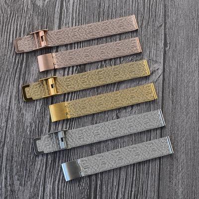 China Manufacturers Direct Mesh Milanese Braided High Grade Stainless Steel Women's Belt Daily Life Embossed Watch Band for sale