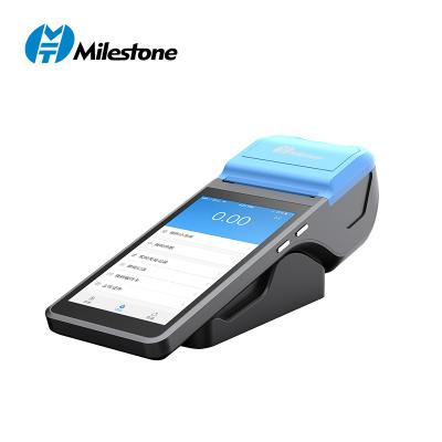 China Milestone Design 4G Andriod Blue Pos System GPRS GPRS 2+16G All In One Pos Terminal Machine With Printer for sale