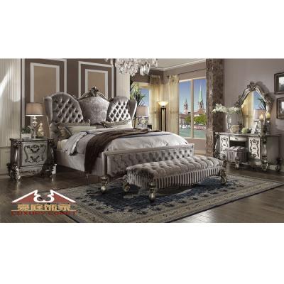 China Longhao Furniture Queen Size Reclining Bed With Royal Luxury Dark Jacquard for sale