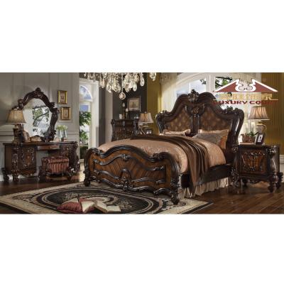 China Longhao Traditional Furniture Luxury Royal Antique Furniture Sets Elegant Bedroom Furniture Set for sale