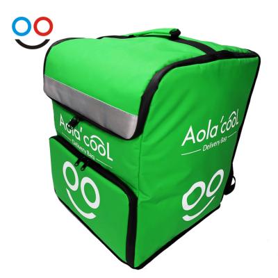 China OEM Logo Food Delivery Backpack Green Waterproof Insulated Thermal Insulated Cooler Bag Pizza Bags Motorcycle Bike for sale