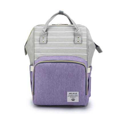 China Purple Nylon Multifunctional Diaper Backpack Mummy Tote Mummy Travel Water Resistant Baby Diaper Bag Backpack for sale