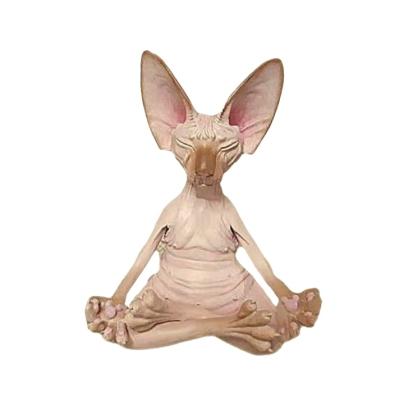 China 2021 Funny Small Meditation Cat Garden Decoration Handicraft Resin Other Animal Statue Table Ornaments for sale