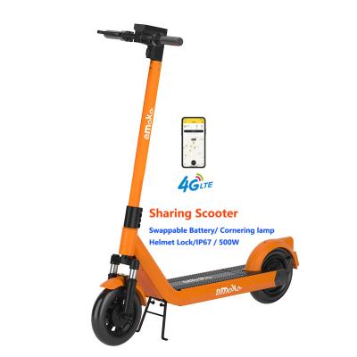 China Customizable switchable unfoldable power shared scooter sharing unisex electric scooters 4G GPS 10 inch motor wire hidden 500W for sale