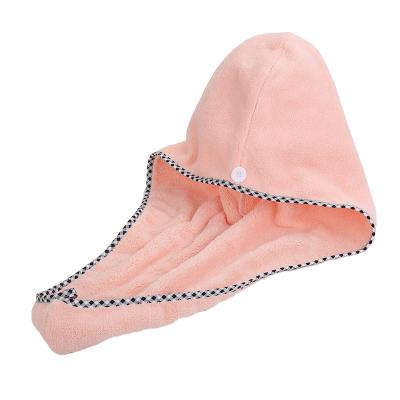 China Viable High Quality Coral Velvet Hair Drying Cap Shower Towel Wrap Hat for sale