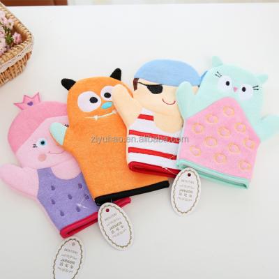 China Baby bath cleaning glove cotton body gloves children's bathing gloves factory baby bathing children's cleaning gloves for sale