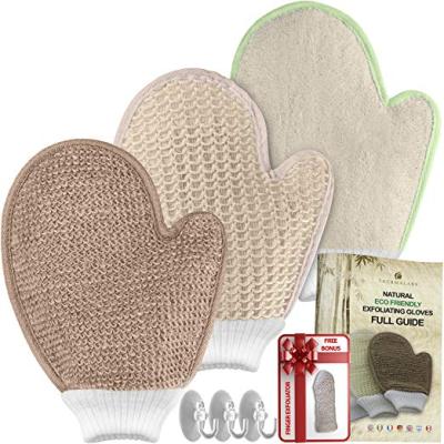 China Soft Eco-Friendly Bath Exfoliating Shower Mitts Wellness Set! 3 Exfoliation Spa Gloves Dry Scrubber Kit: Remove Dead Skin and Make Your Body Gently for sale