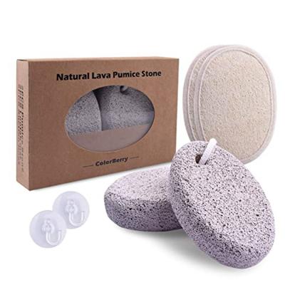 China Feet Convenience Pedicure Foot File Pumice Stone with 2 Loofah Pad, Natural Lava Callus Remover, Foot Scrubber for sale