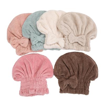 China Soft Skin Cleaning Women's Shower Wrap Towel Hotel Shower Hat Microfiber Turban Hair Drying Hat for sale