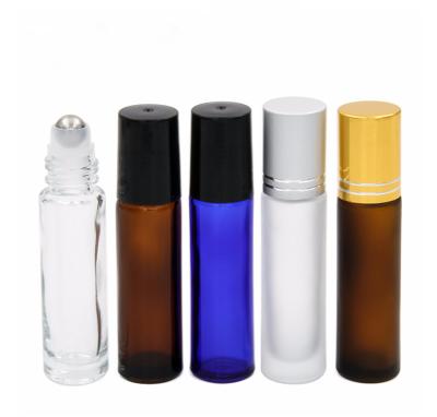 China Personal Care 10ml Clear Essential Oil Glass Roll On Bottle With Glass Trackball for sale